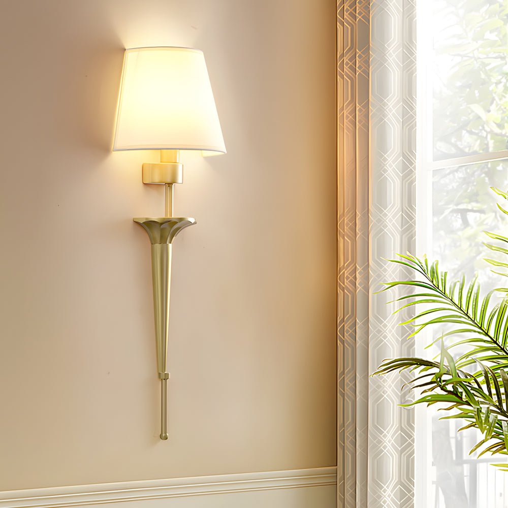 2598 inch gold and black copper 1 light american wall sconce with fabric shade