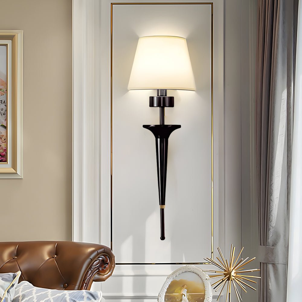 2598 inch gold and black copper 1 light american wall sconce with fabric shade