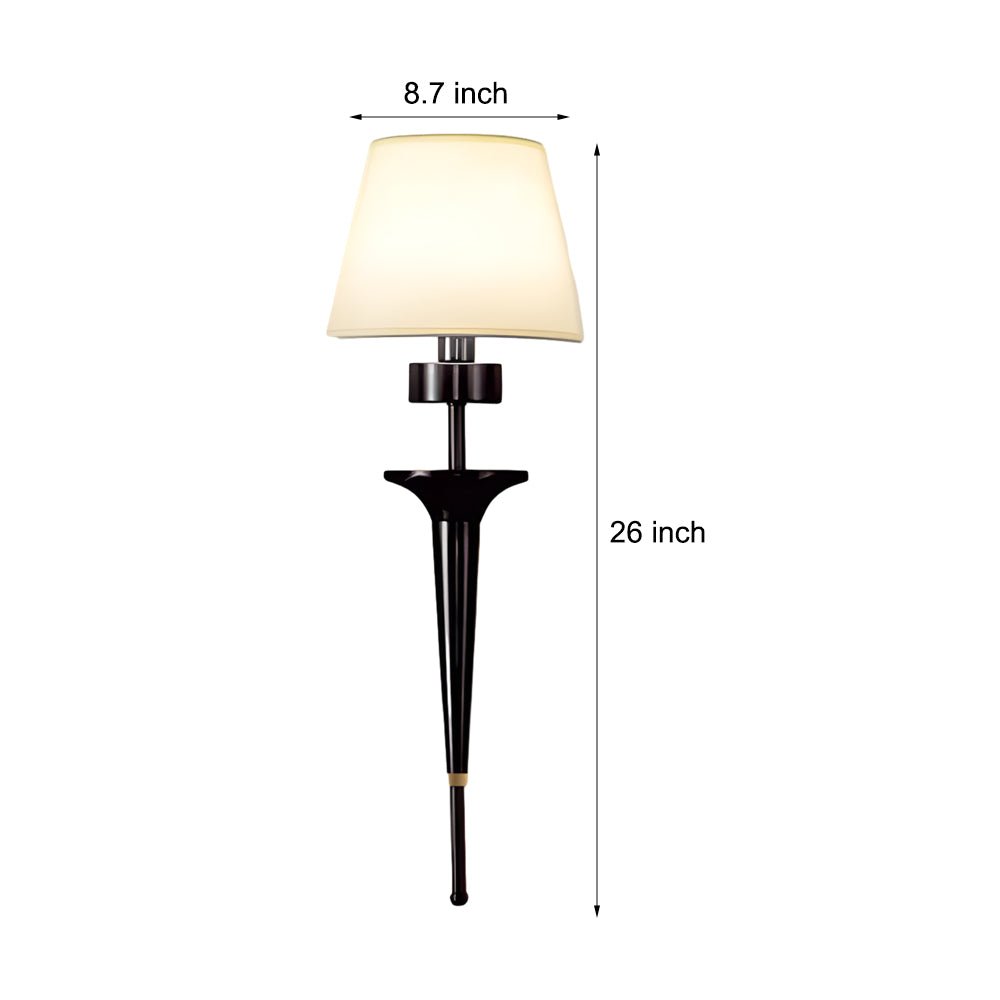 2598 inch gold and black copper 1 light american wall sconce with fabric shade