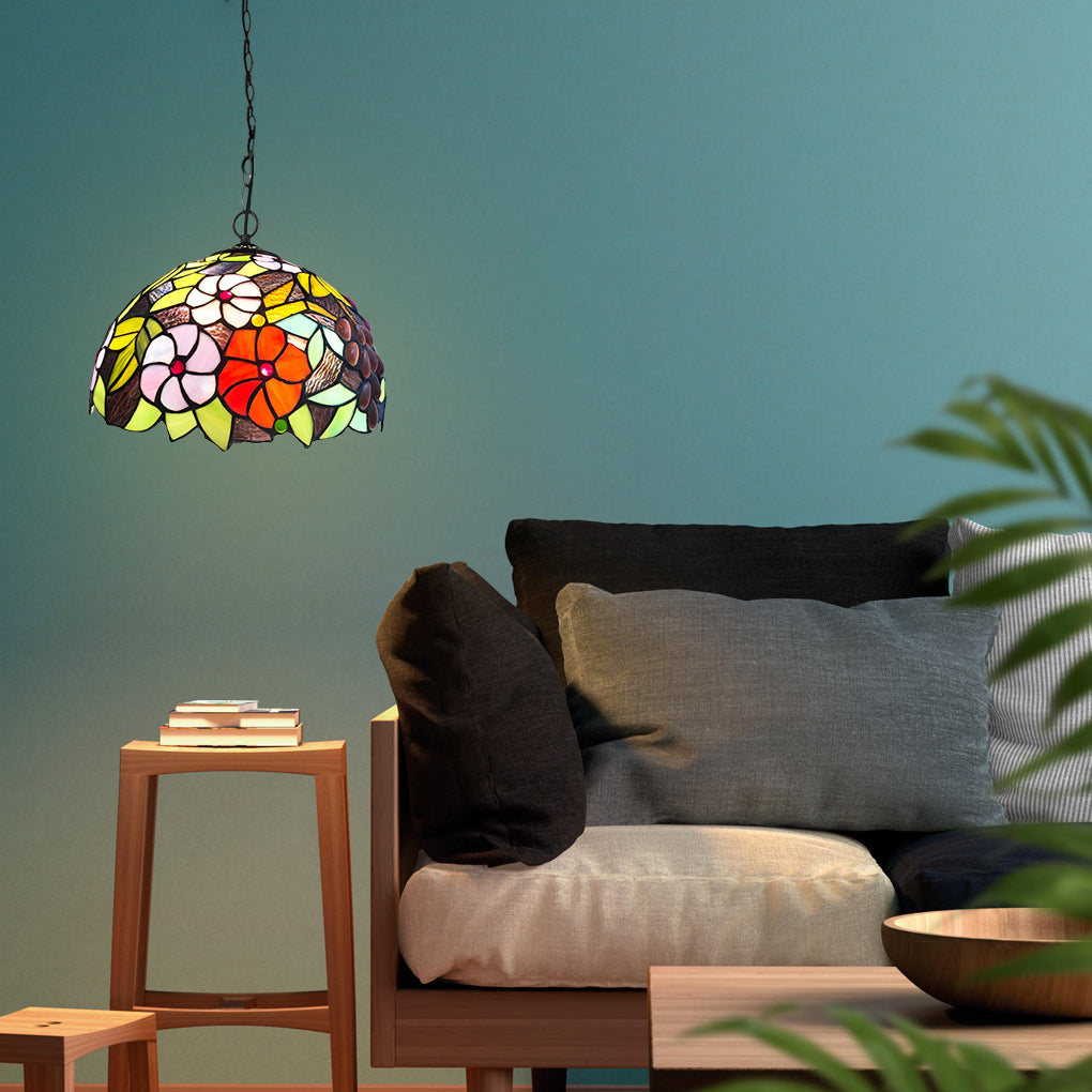 Baroque Mini Pendant Chandelier — Handmade Welded Colorful Glass, E27, 11.8" Diameter