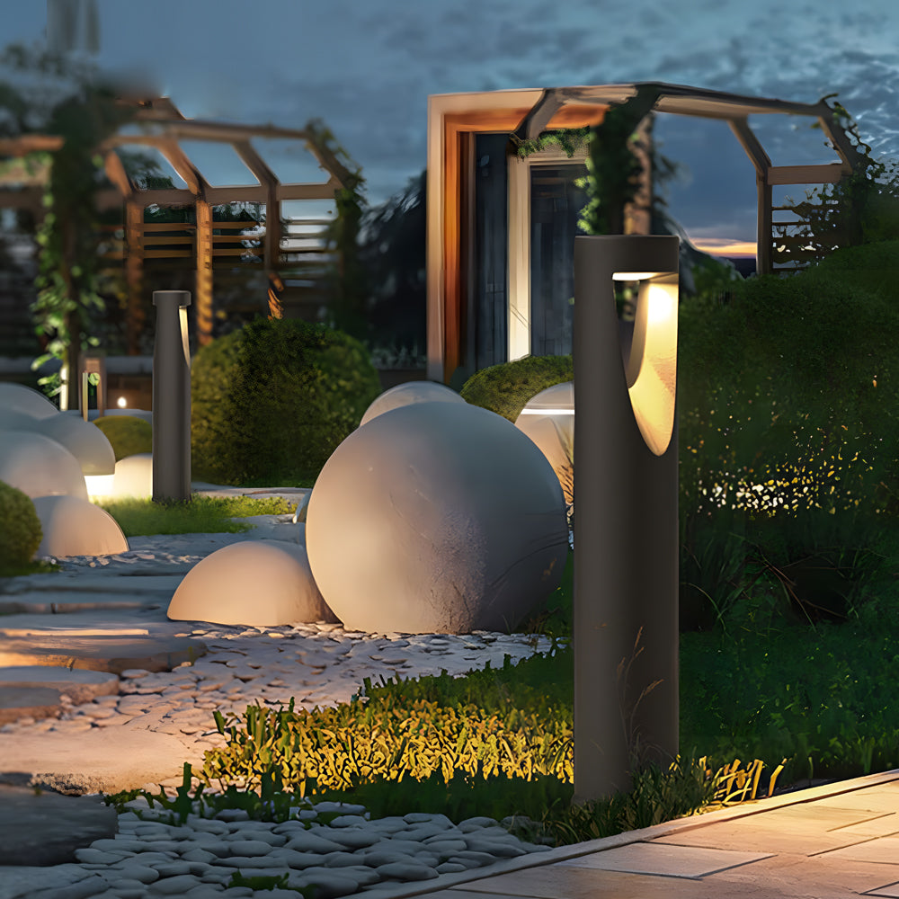 Minimalist Cylinder Bollard Path Light — Aluminum, 12W LED, 3000K, IP65, 11.8" or 23.6"
