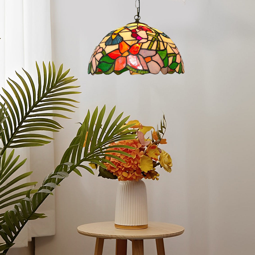 Baroque Mini Pendant Chandelier — Handmade Welded Colorful Glass, E27, 11.8" Diameter