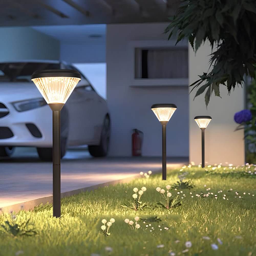 276 inch deluxe black solar led garden pathway lights with diamond trim design
