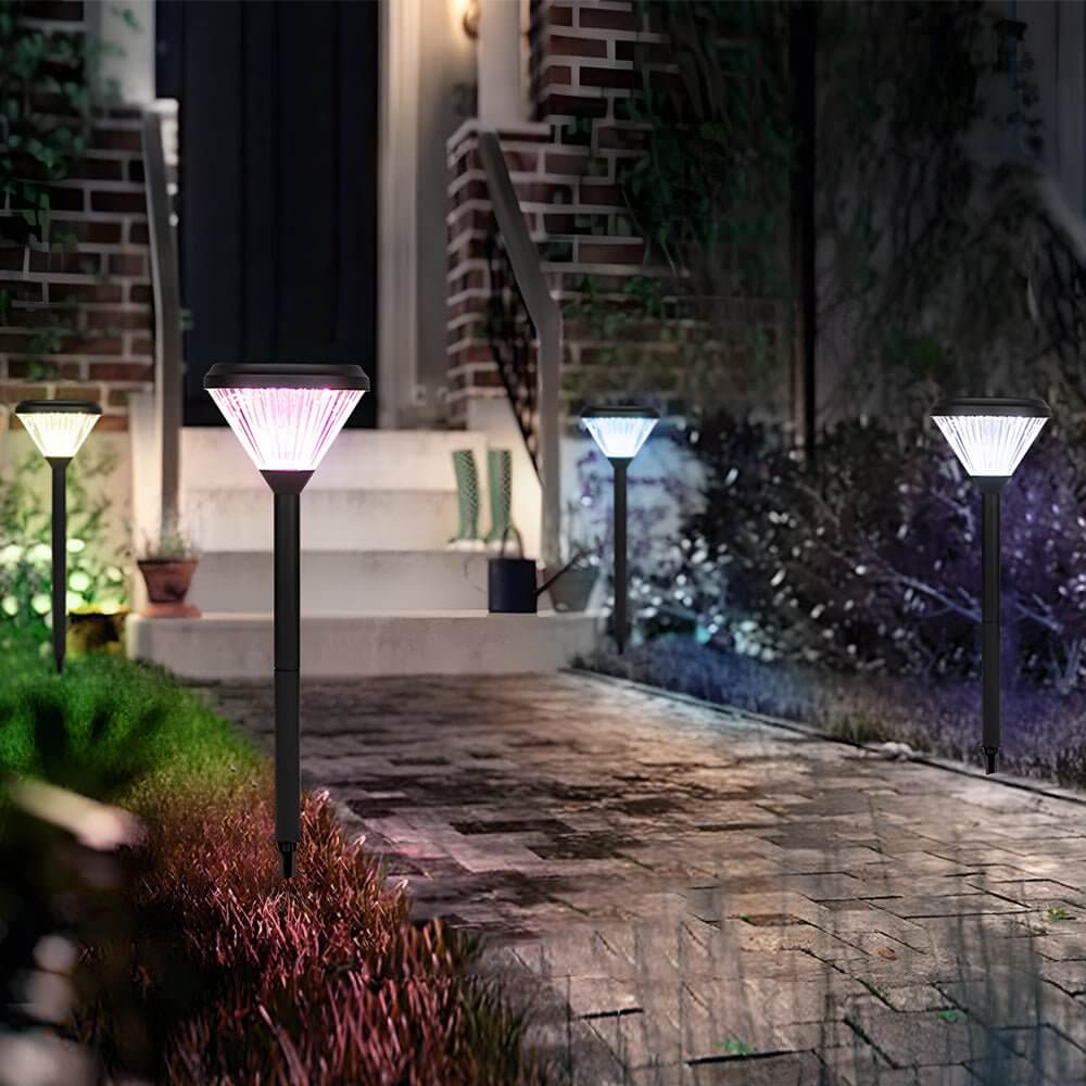 276 inch deluxe black solar led garden pathway lights with diamond trim design
