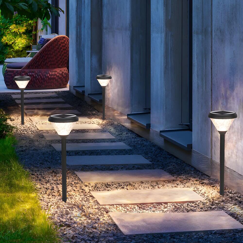 276 inch elegant black solar led pathway lights with a water ripple design