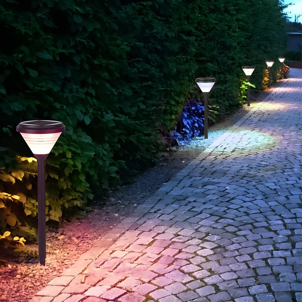 276 inch high modern black led solar pathway lights with clear frosted lampshade