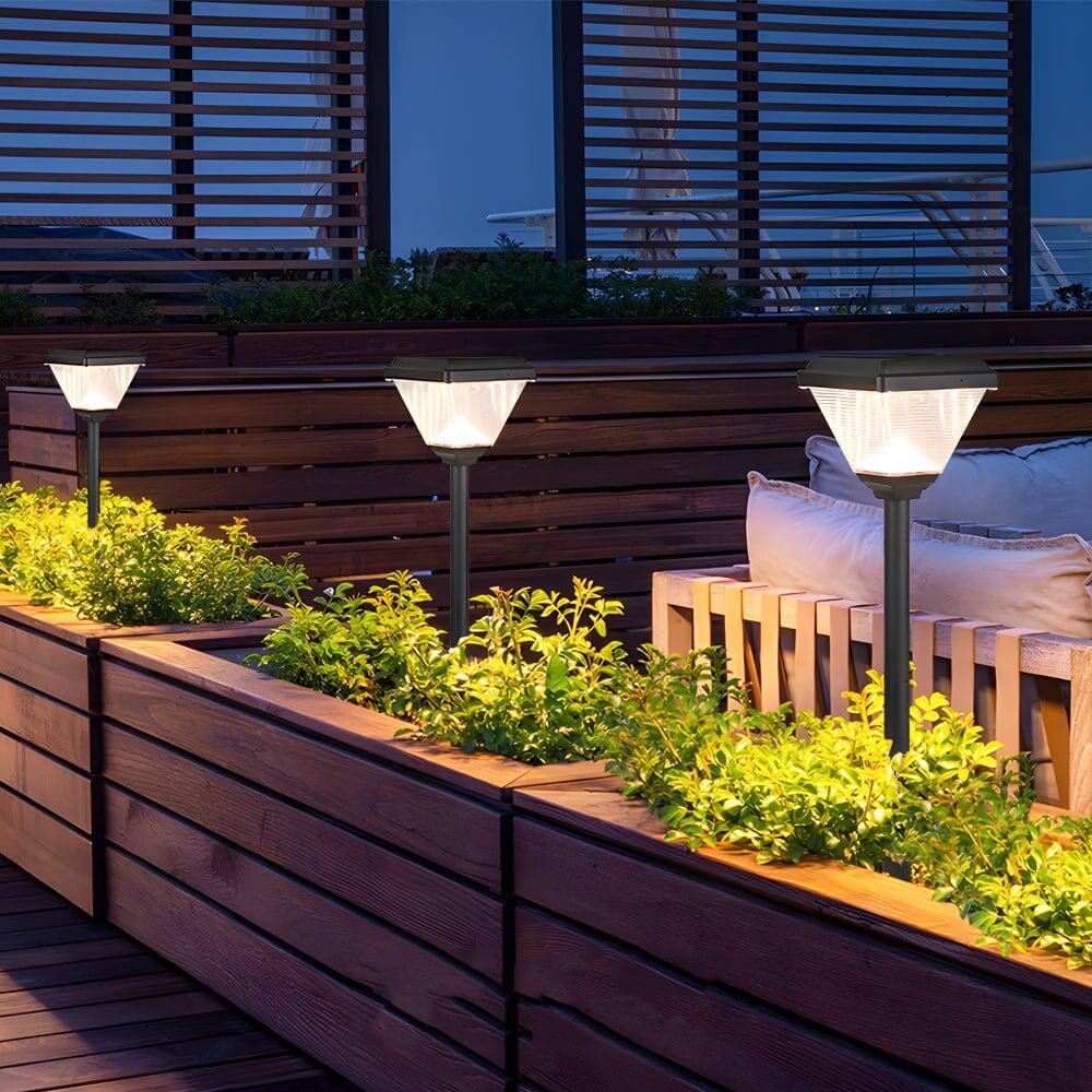 276 inch modern black led solar pathway post light