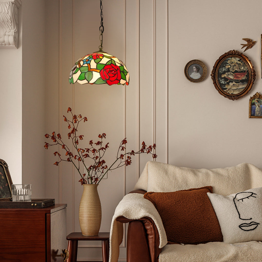 Baroque Mini Pendant Chandelier — Handmade Welded Colorful Glass, E27, 11.8" Diameter