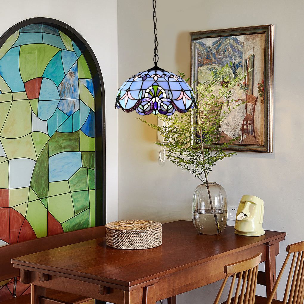 Baroque Mini Pendant Chandelier — Handmade Welded Colorful Glass, E27, 11.8" Diameter
