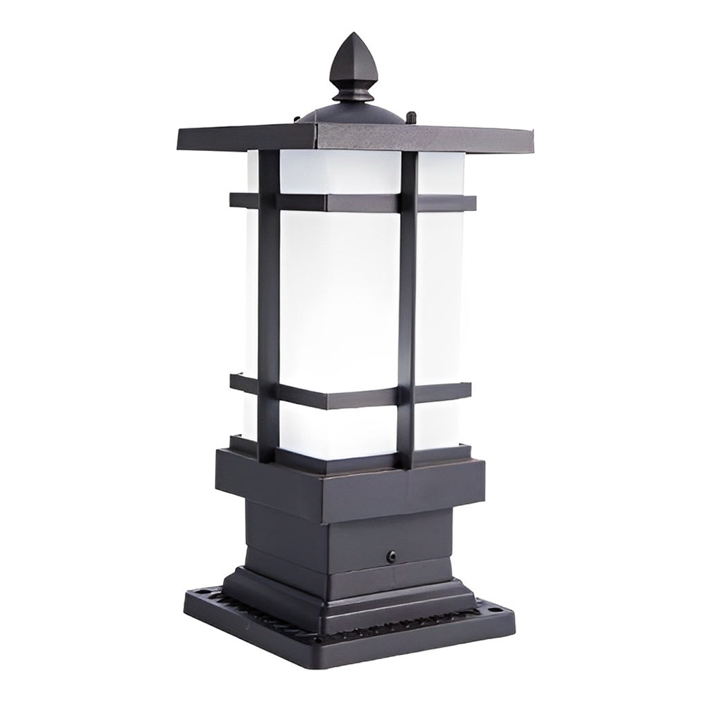 Black Vintage Solar Outdoor Post Light — Die-Cast Aluminum, 3000K Warm White, Dimmable, Remote Control, Waterproof