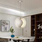 360° Rotatable Circular Pendant Light — Polished Iron, White, E27, 14" Diameter, 47" Adjustable Cord