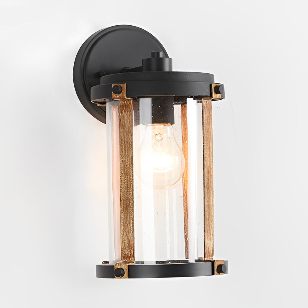 Vintage Industrial Outdoor Wall Sconce — Black Aluminum and Glass, E27, IP33 Waterproof, 6" × 12"