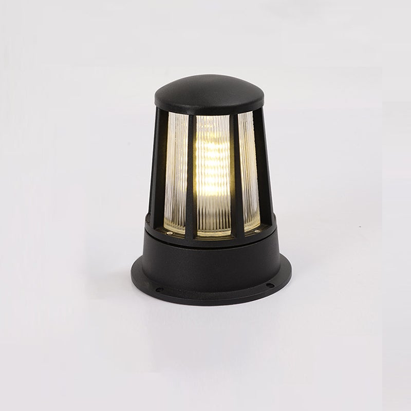 Modern Geometric Outdoor Bollard Light — Aluminum & Acrylic, LED E27, 1-Light, Hardwired, IP65 Weatherproof, 10" H
