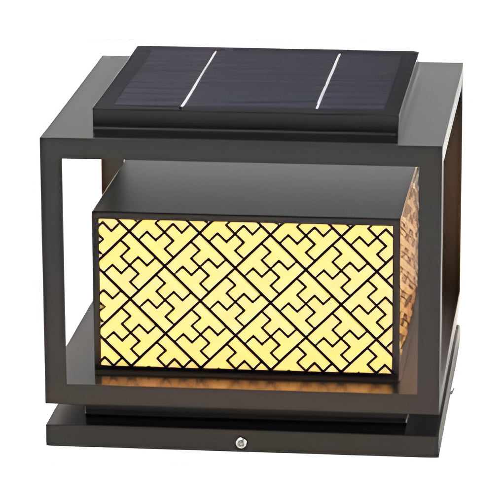 Modern Square Solar Outdoor Pillar Light — Stainless Steel, IP65, 3000K Warm White, E27