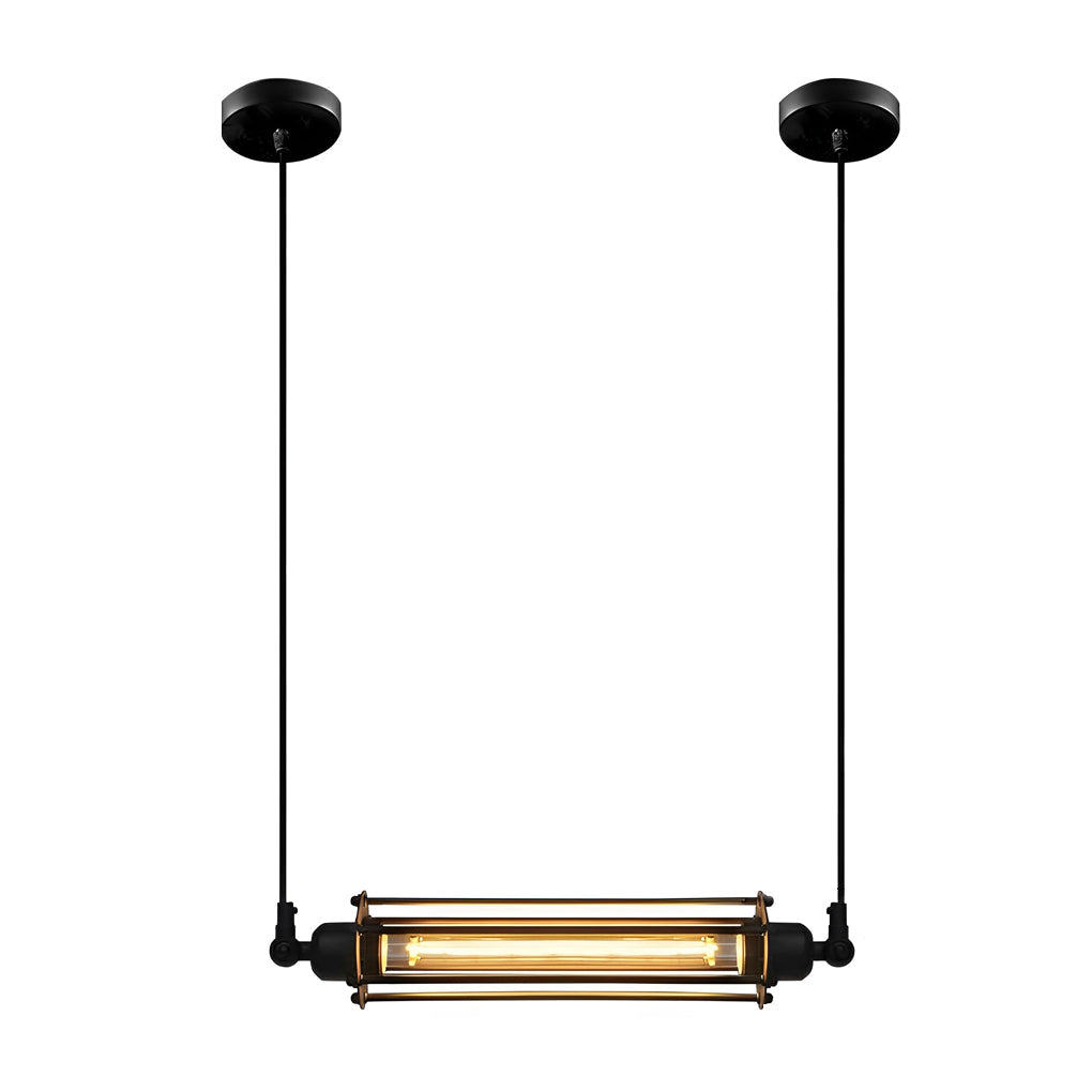 Industrial Rustic Pendant Light — Black Iron, 8W LED, Vertical or Horizontal