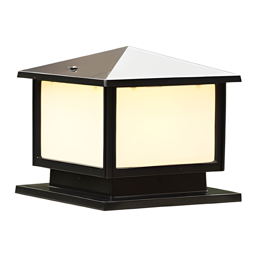 Square Solar Fence Post Light — Aluminum, Black, Three-Step Dimming, Waterproof