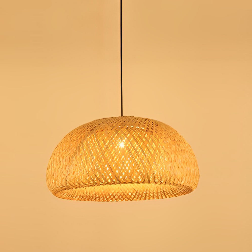 Hand-Woven Bamboo Lantern Chandelier — Rustic Modern, E27, Three-Step Dimming (3000K/4500K/6000K), 12"–18" Options