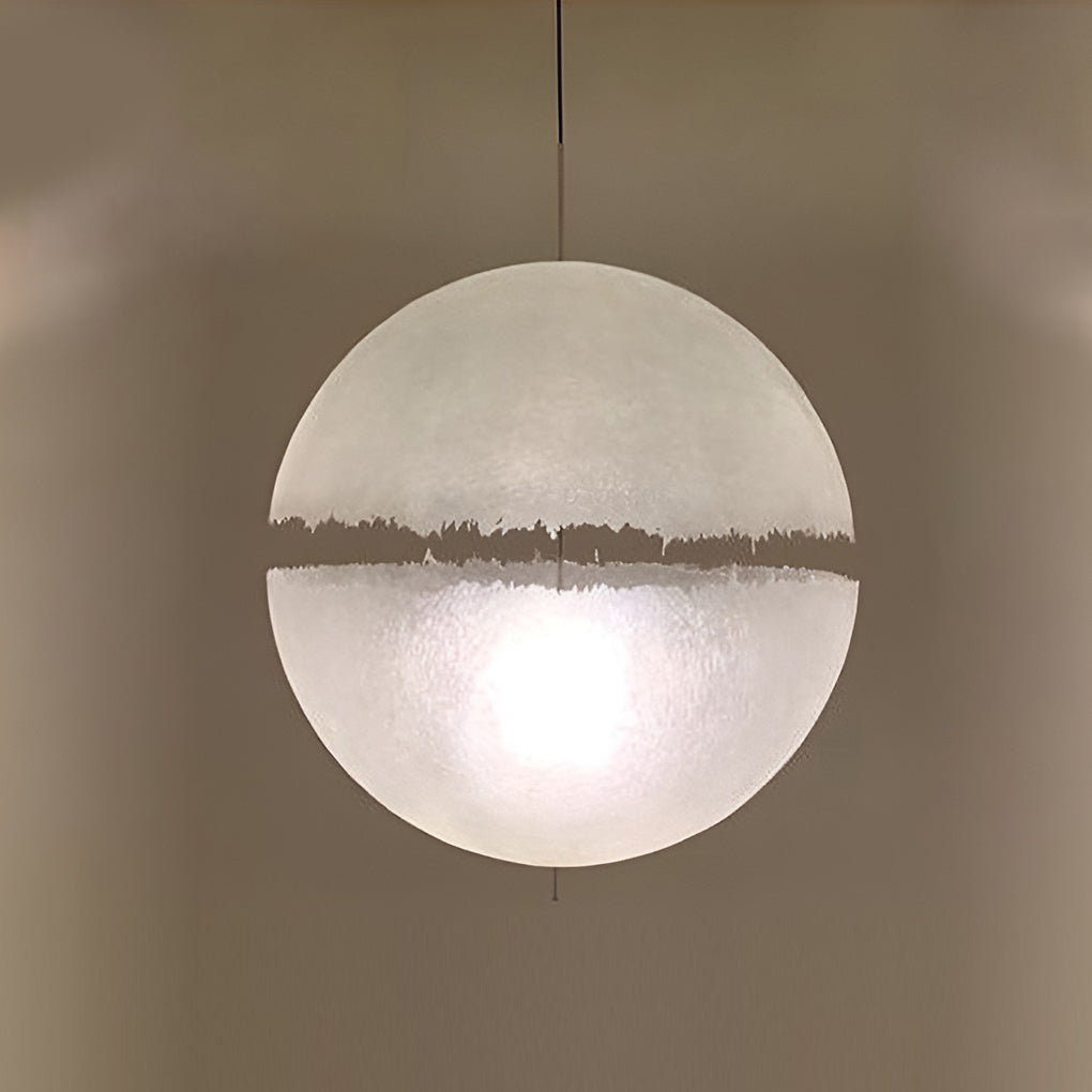 Moon-Shaped Pendant Chandelier — Iron & Resin, White LED, E27, Modern Minimalist, 12"–24" Available