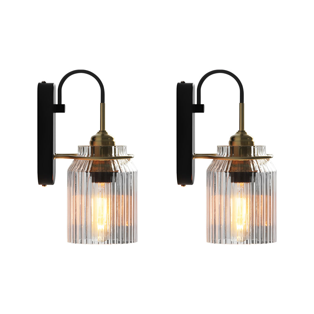 Round Funnel Wavy Glass Wall Sconce — Gold Metal, E27 LED 5W, Hardwired, 4.7" × 11.8"