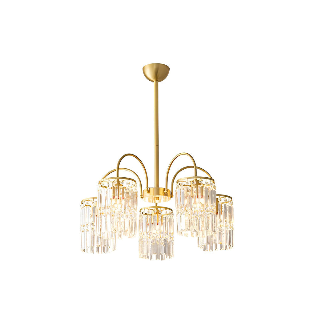 Postmodern Crystal Chandelier — Copper Arms, K9 Crystal Shade, 4 to 10-Light, E27
