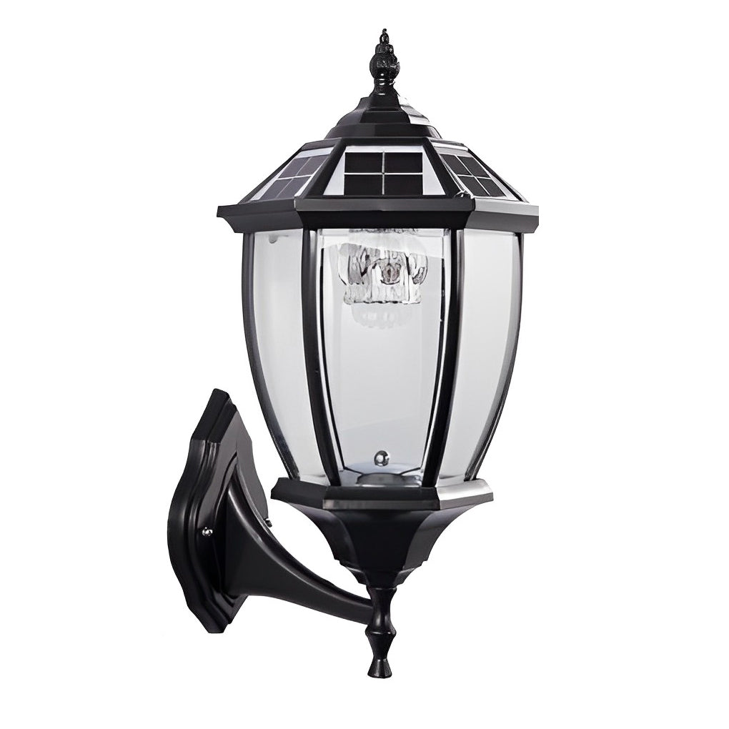 Vintage Black Solar Outdoor Post Light — Die-Cast Aluminum & Glass, LED 3000K, Remote Control, 7W Panel, IP Weatherproof