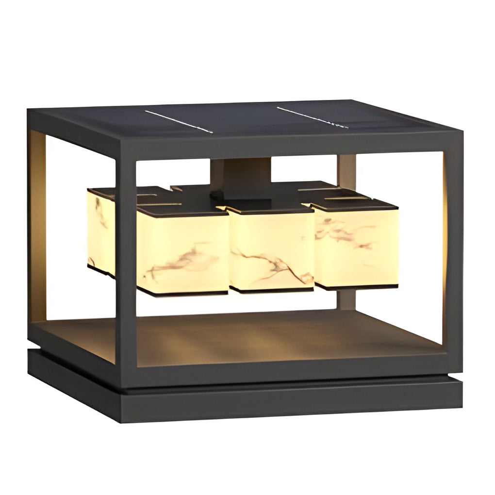 Modern Square Solar Deck Post Cap Light — Stainless Steel & PC, LED, IP65 Weatherproof, Warm White 3000K