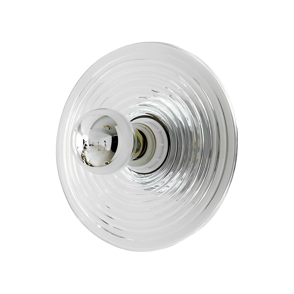 Round Striped Wall Sconce / Flush-Mount — Electroplated Iron and Glass, E27, 3000K, 7.9" Diameter