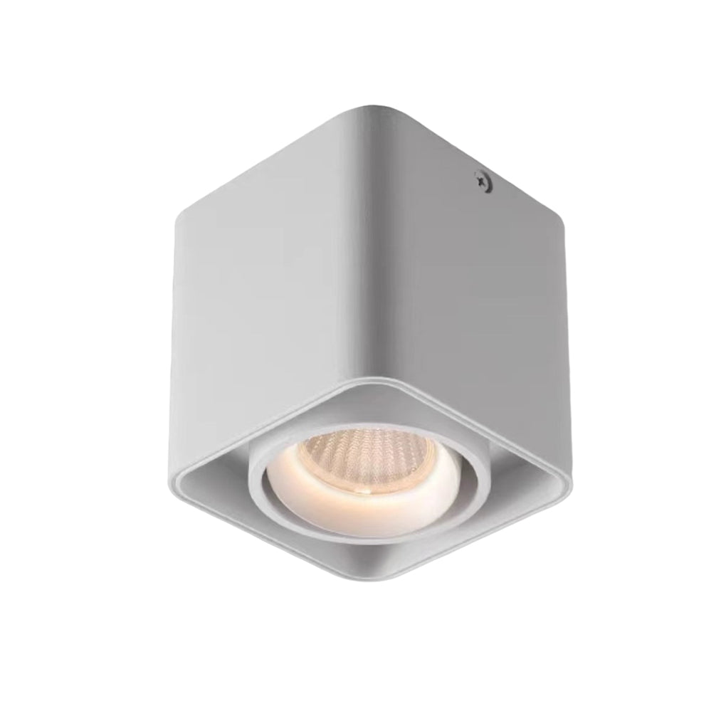 Square Adjustable Surface-Mount Spotlight — Iron, Three-Step Dimming LED, 360° Rotation, 1- or 2-Light
