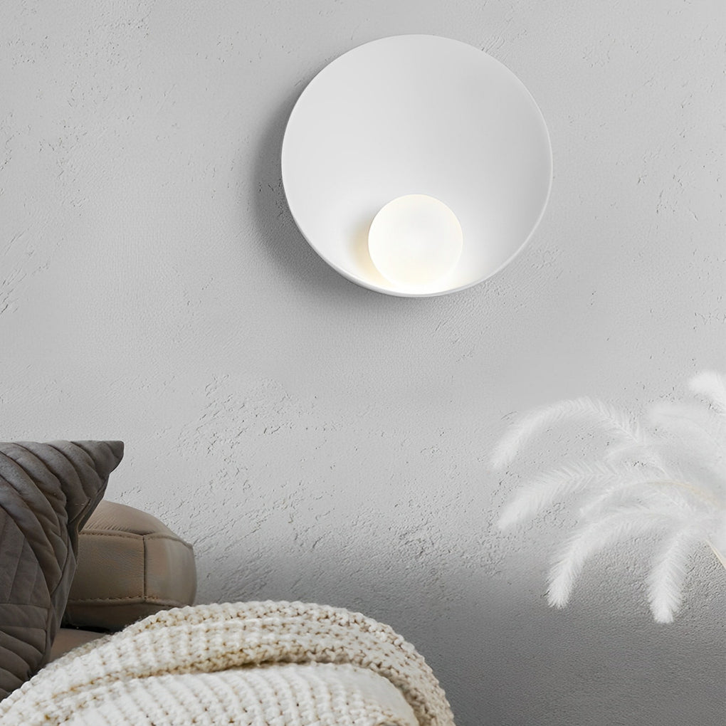 Round Diffused Wall Sconce — White Resin and Glass, G9, 9" Diameter, 3000K / 6000K