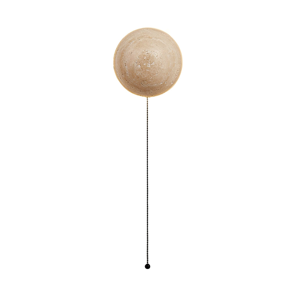 Round Travertine Stone LED Wall Sconce — Japandi Minimalist, 15W Warm White (3000K), 6" Diffused