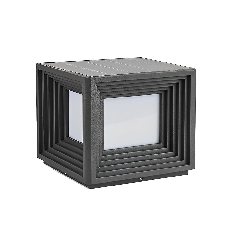 Modern Black Square Solar Post Cap Light — Stainless Steel & Acrylic, LED, IP65 Weatherproof, 3000K