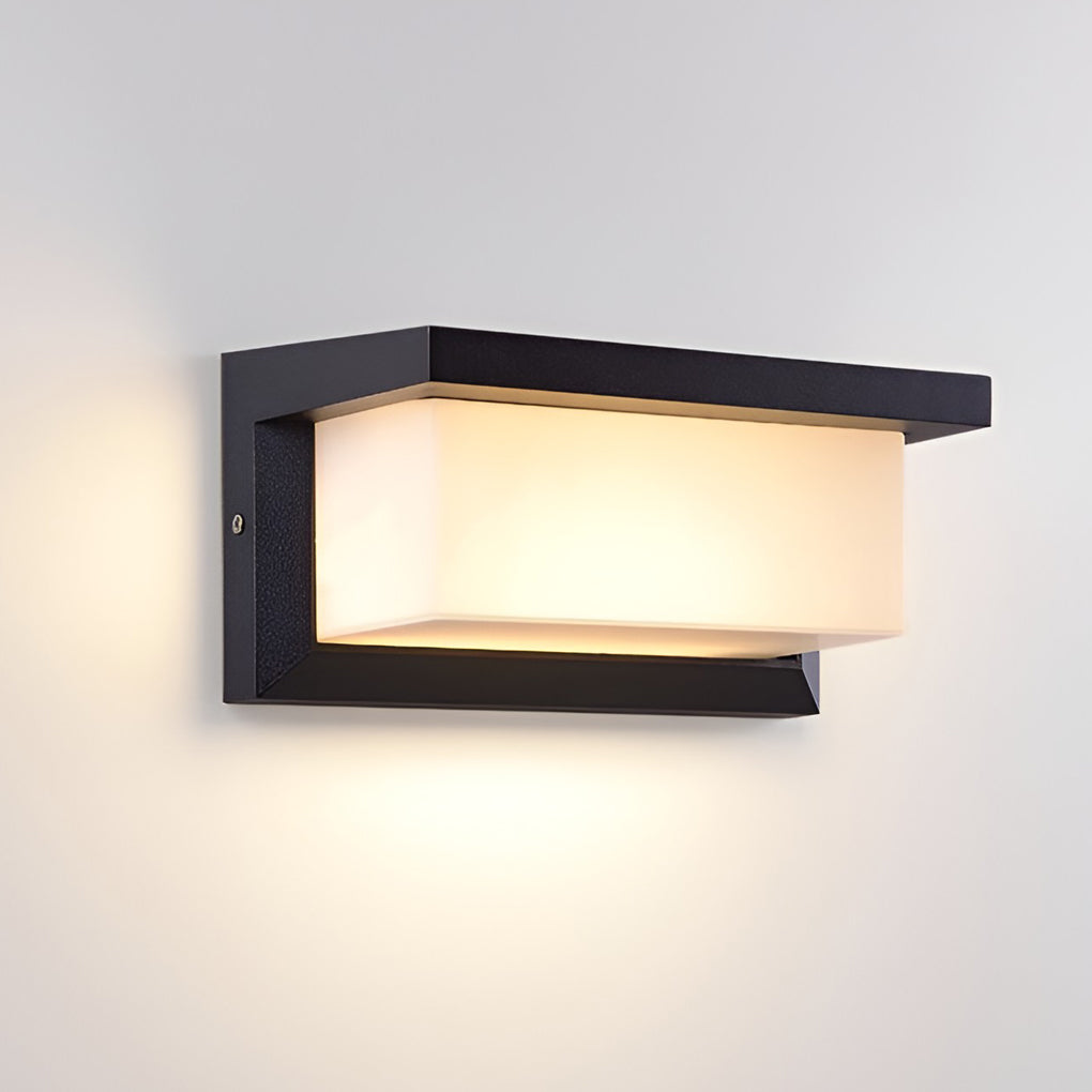 Modern Black Rectangle Solar Outdoor Wall Sconce — Die-Cast Aluminum & Acrylic, 18W/30W LED, Light-Control Induction, Weatherproof