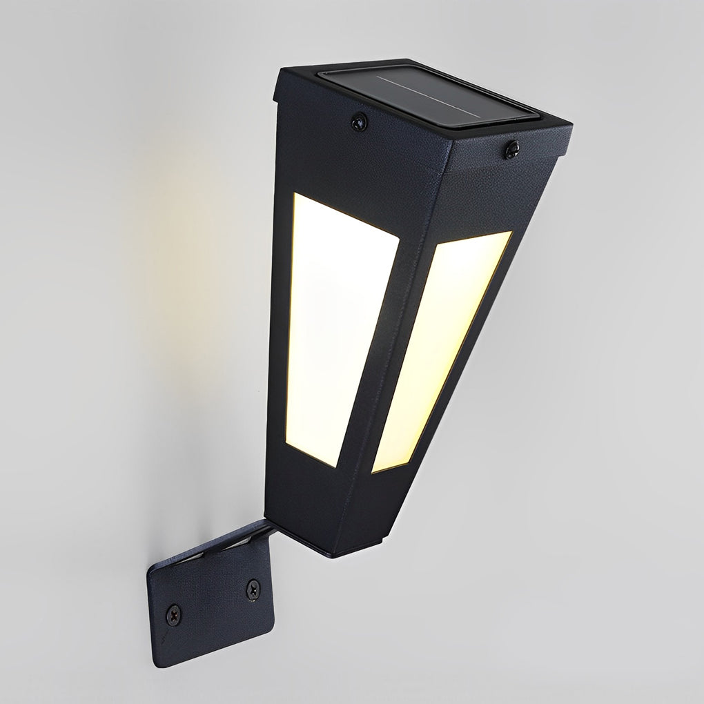 Modern Solar Outdoor Wall Sconce — Black Galvanized Steel, LED Warm White, IP65, 8–10 Hr Battery