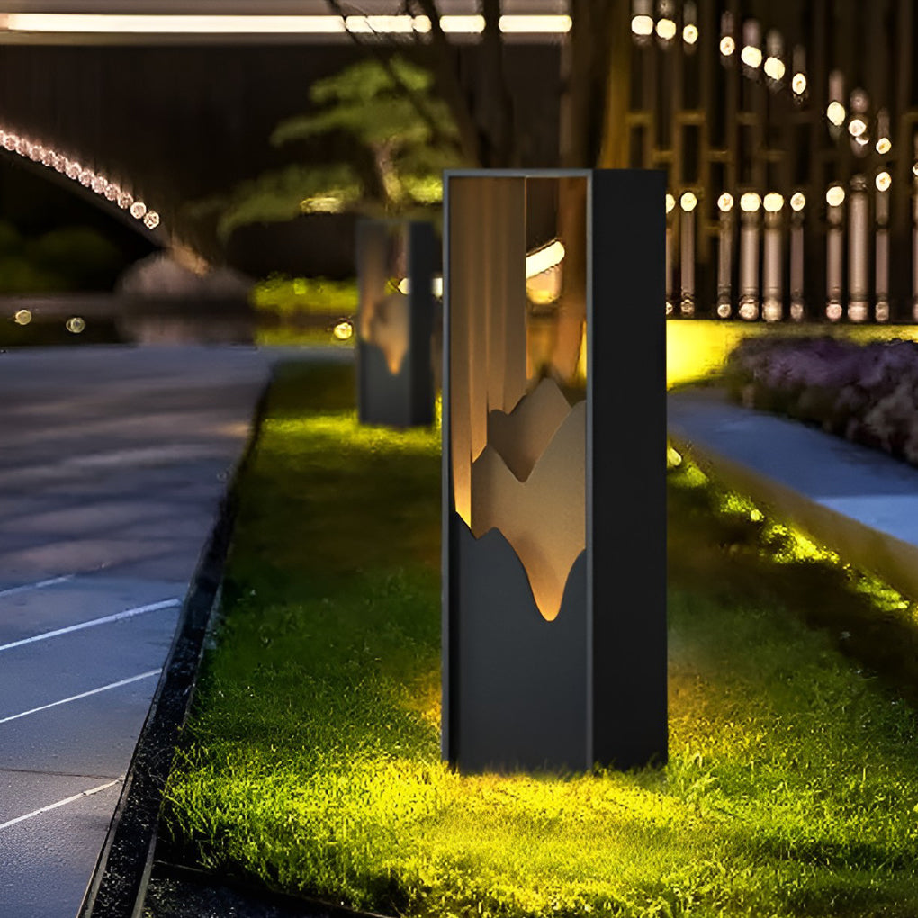 Mountain Scenery Outdoor Bollard Path Light — Stainless Steel & PC, LED 3000K, IP54, Hardwired or Solar, 26"/71"/110"