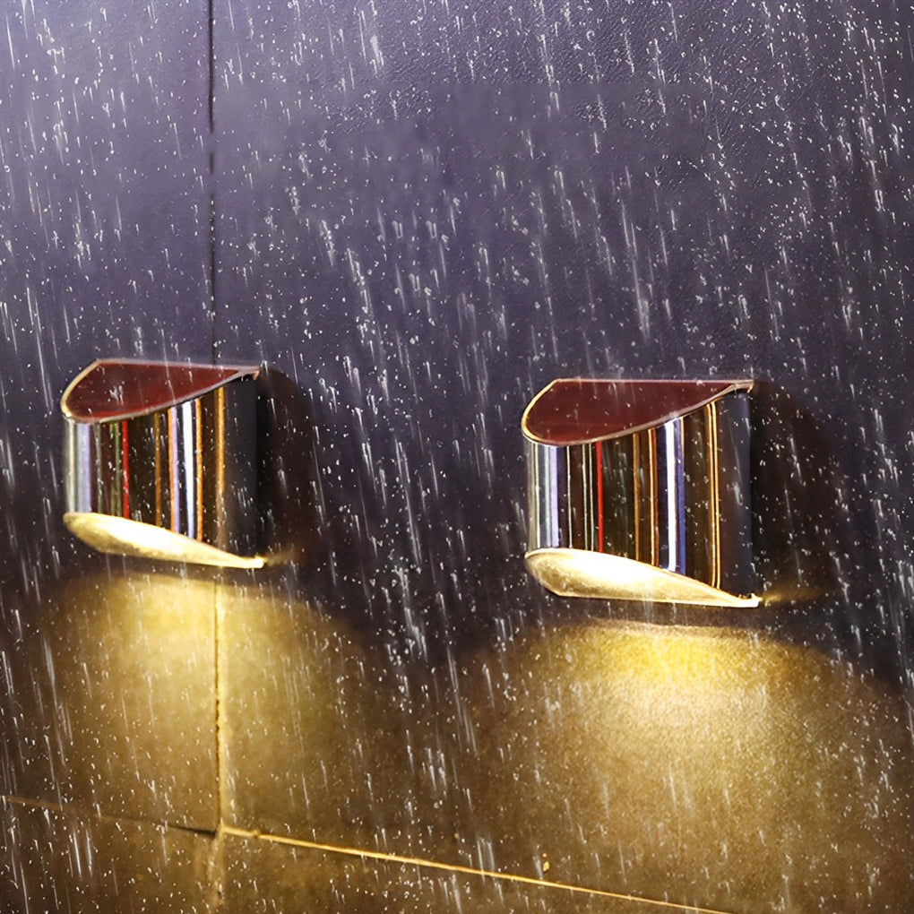 Minimalist Solar Outdoor Wall Sconce — Stainless Steel, IP44 Waterproof, 3000K / 6000K