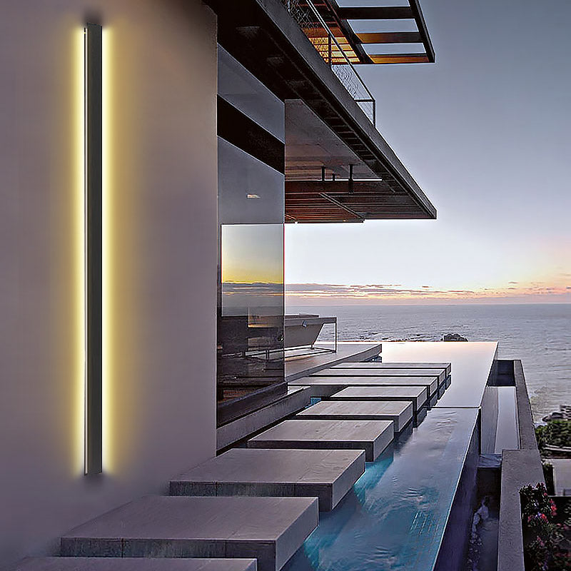 Modern Linear Outdoor Wall Light — Black Metal, LED Integrated, IP65, 20W–40W, 3000K