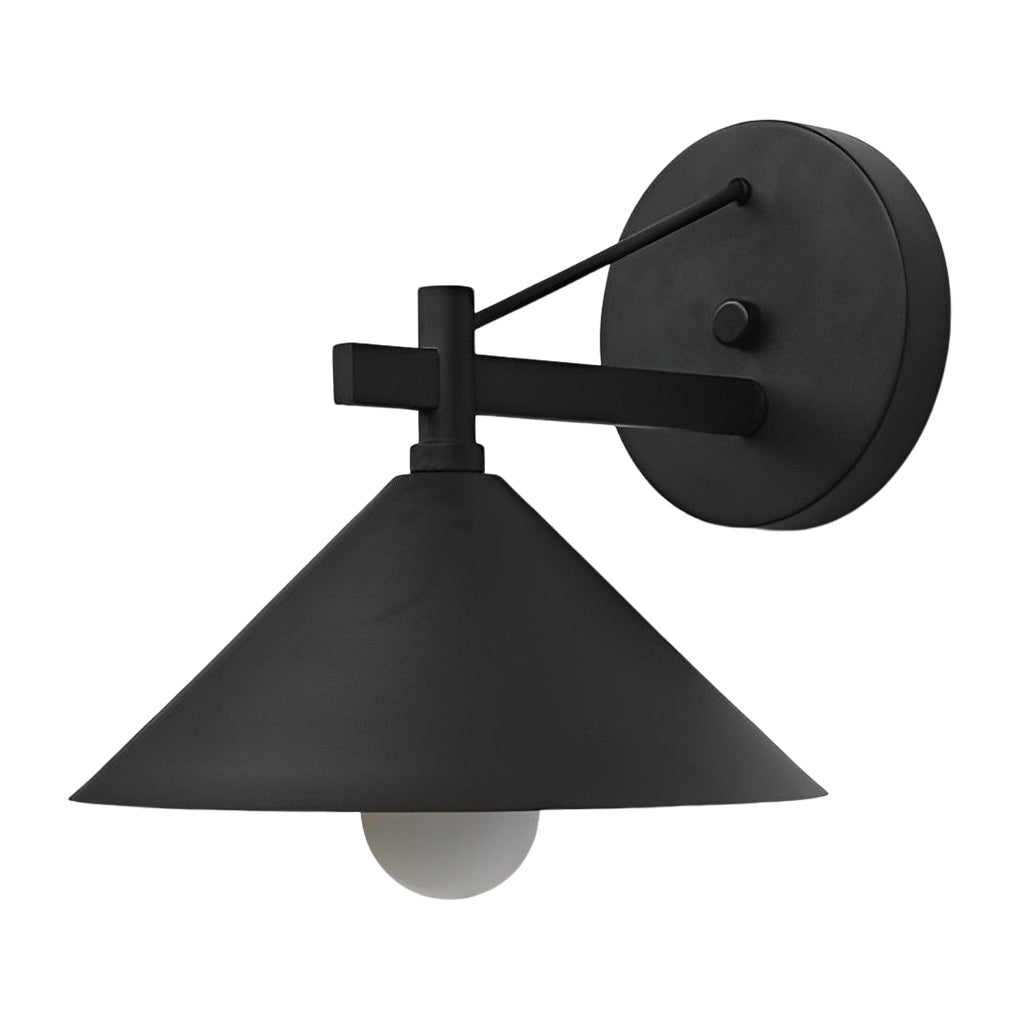 Retro Conical Outdoor Wall Sconce — Iron, Matte Black / Gold Bronze / Silver Bronze, Waterproof, 10" × 9"
