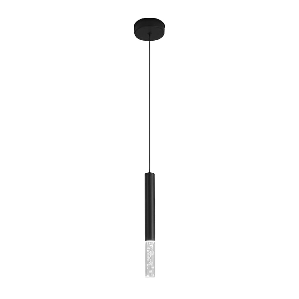Minimalist Black LED Mini Pendant — Aluminum and Bubble Acrylic, Adjustable 78" Cord