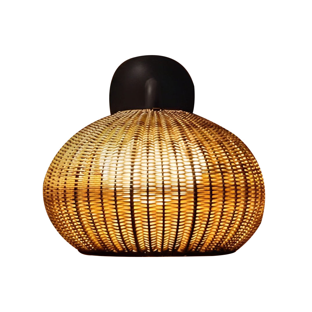 Rattan Lantern Outdoor Pendant & Wall Sconce — PE Rattan, E27 LED, 12W, IP55, Warm White 3000K, Beige or Coffee