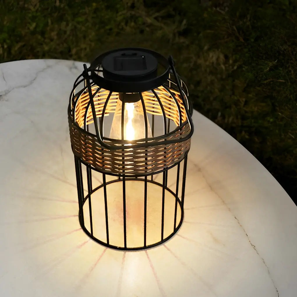 Intelligent Solar Night Light: Portable Waterproof Lantern-Shaped Rattan Design Luxe