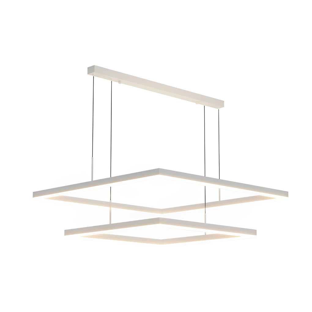 Ultra-Thin Square Ring LED Chandelier — White Aluminum, Three-Step Dimming, 3000K/4500K/6000K