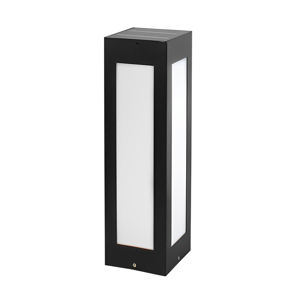 Modern Black Solar Bollard Light — Galvanized Steel & Acrylic, 10W LED, IP65 Weatherproof, 3000K Warm White