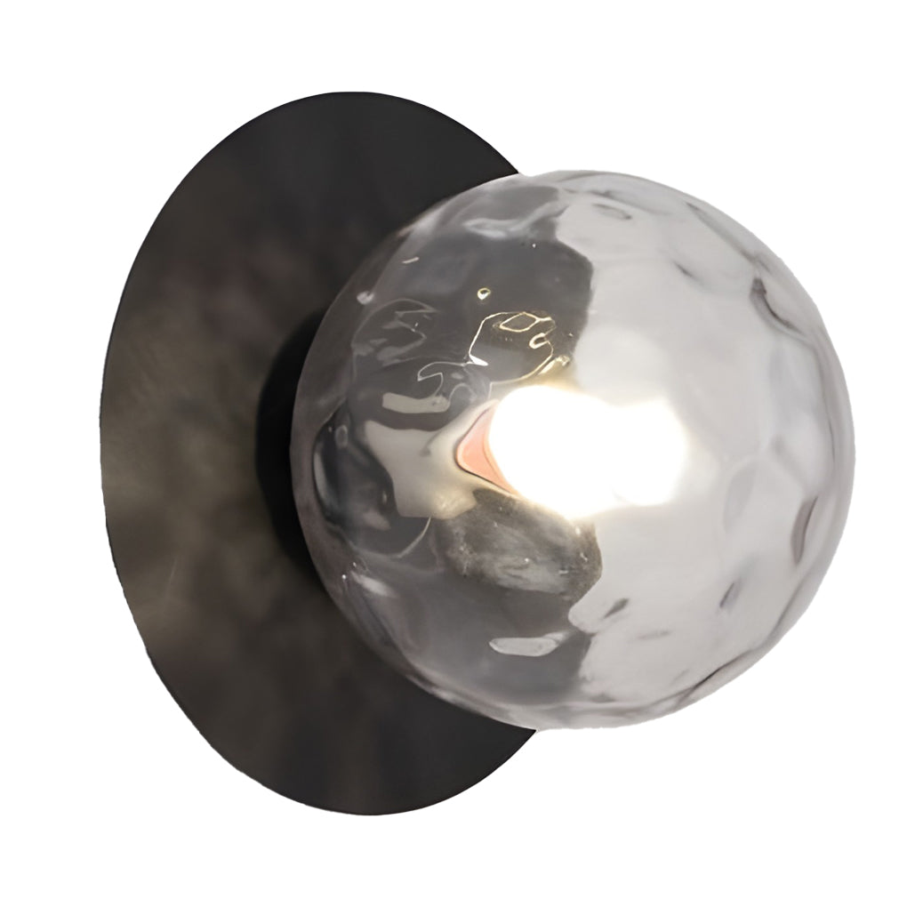 Modern Round Glass Ball Wall Sconce — Iron, 12W LED, 8" Diameter, Black or Gold