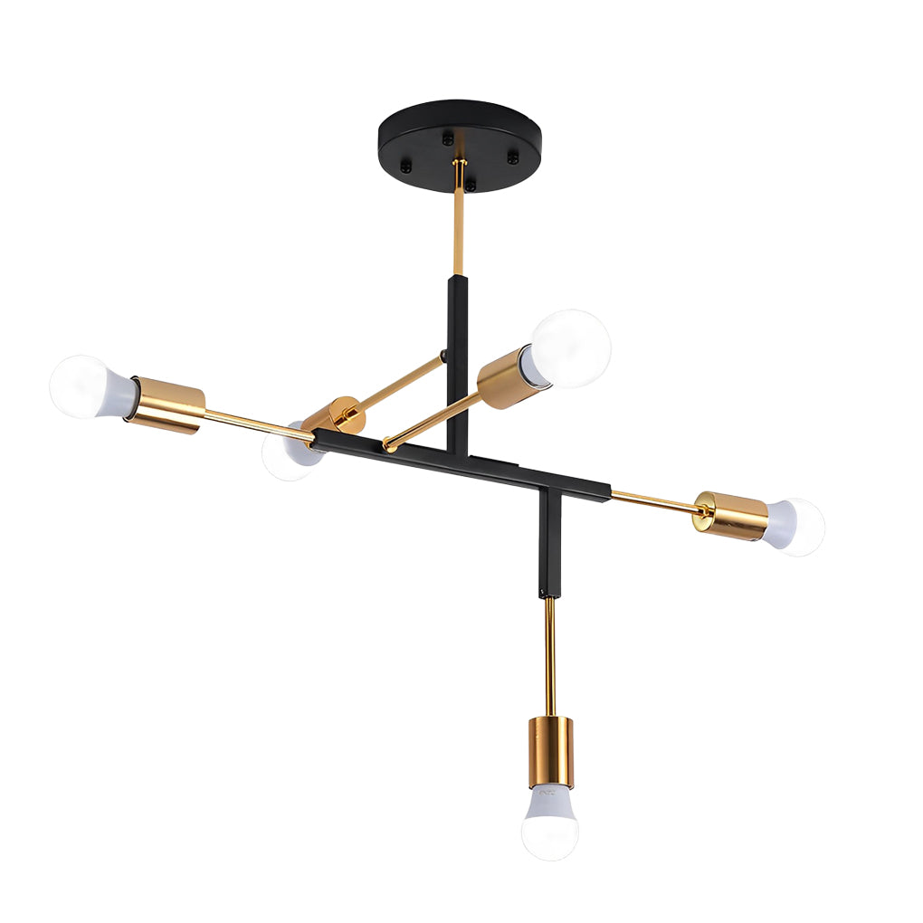 Irregular Branch Modern Chandelier — Electroplated Iron with Copper Arms, 5-Light LED, 33" Diameter