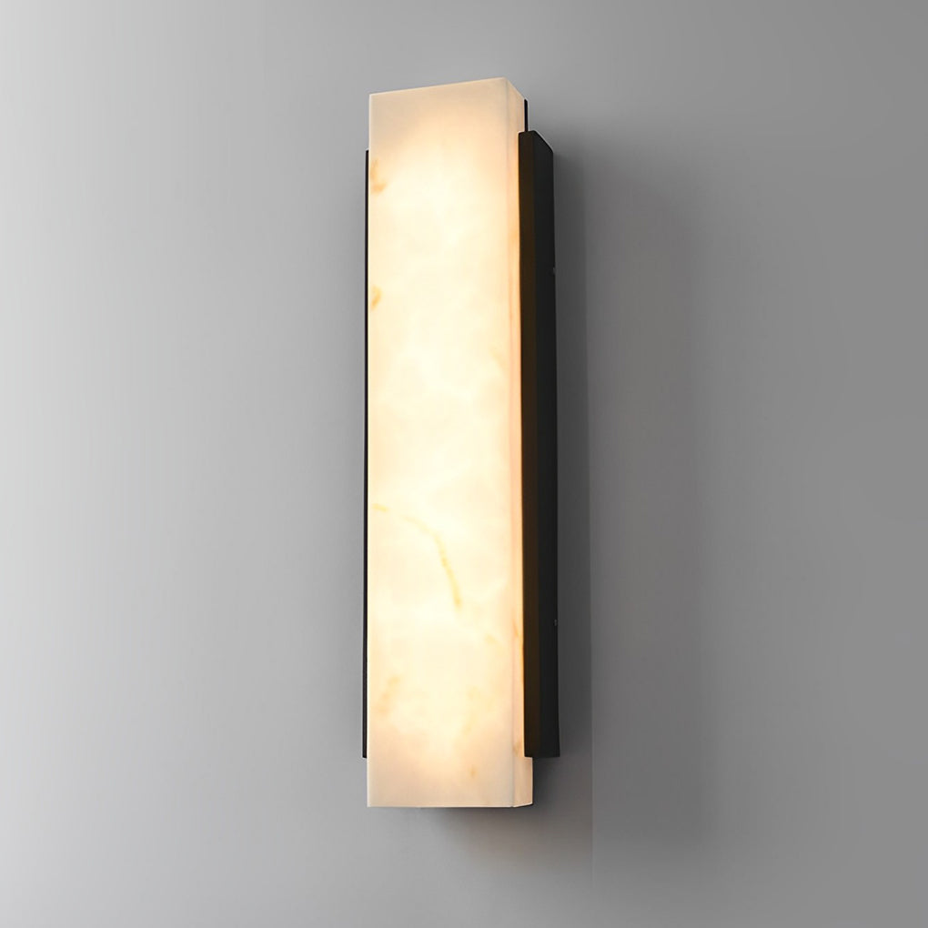 Rectangular Outdoor Wall Sconce — Black Stainless Steel with Imitation Marble Shade, LED, 12W/18W/24W, 3000K, IP65 Weatherproof