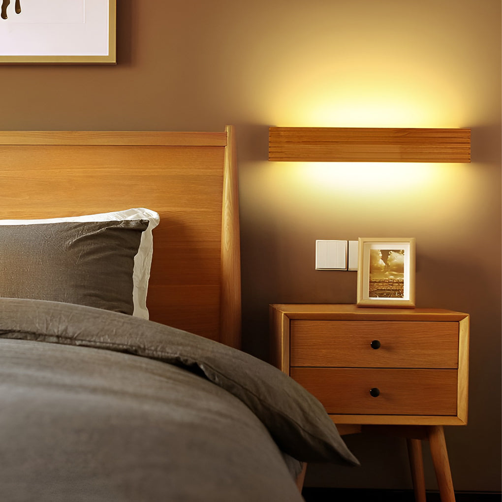 Rectangular Wood and Acrylic Wall Sconce — LED, Waterproof, 14"/18"/22" Sizes