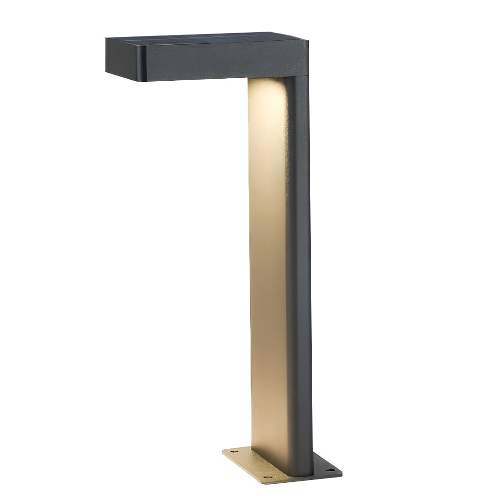 Solar Bollard Pathway Light — Die-Cast Aluminum and Glass, LED, Dusk-to-Dawn Sensor, IP65, 3000K Warm White