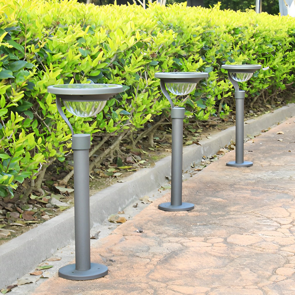 Half-Sphere Solar Bollard Light — Aluminum, LED 3000K Warm White, IP44, 6" × 22"