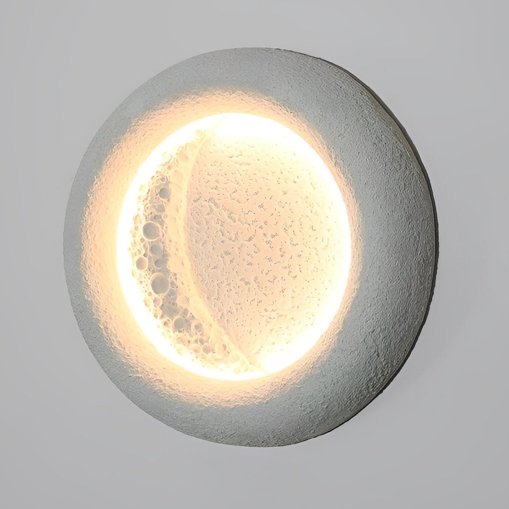 Moon Shape Outdoor Wall Sconce — Concrete, 10W LED, 3000K Warm White, 16" Diameter, IP Waterproof