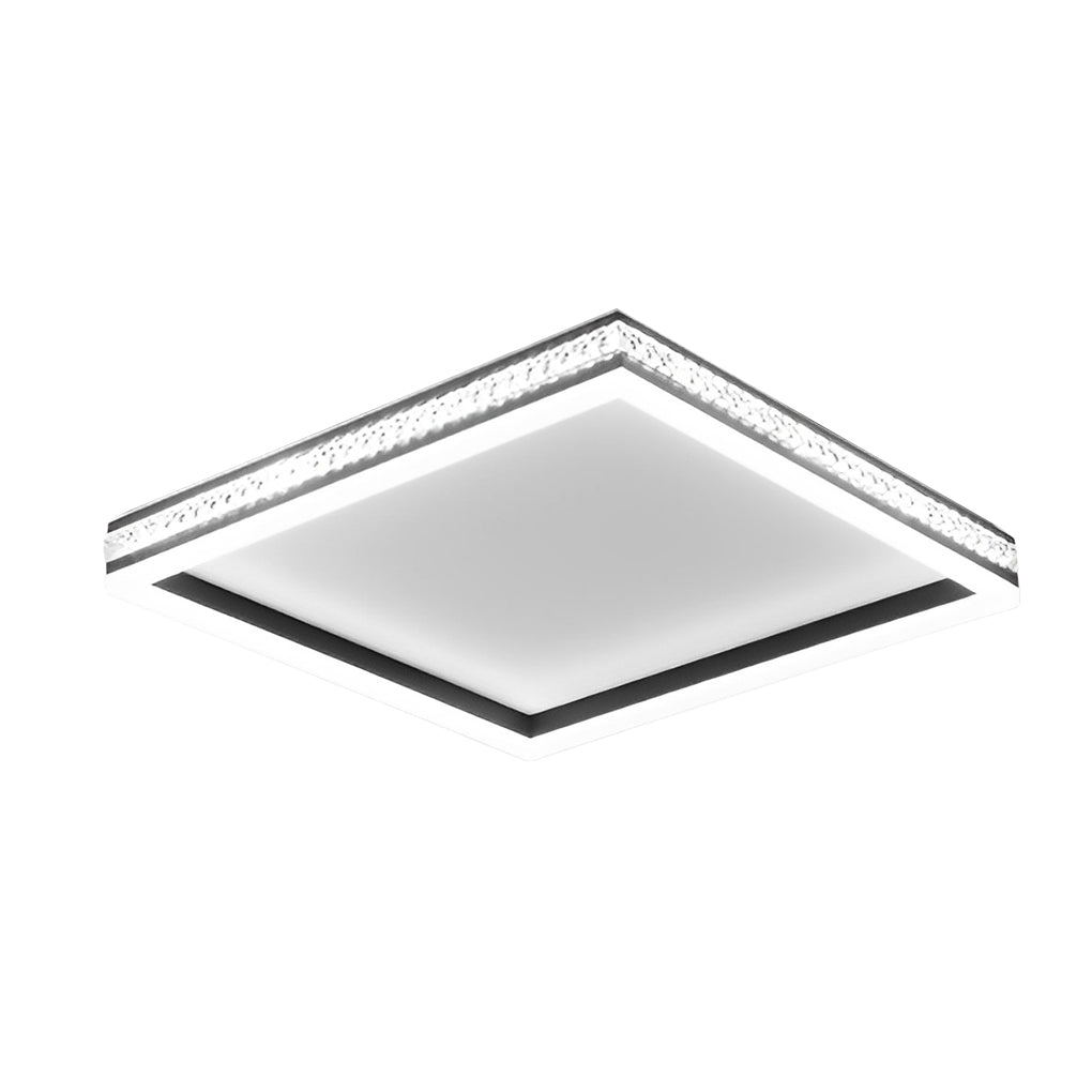 Modern Round or Square LED Flush Mount — Iron and Acrylic, 31W, Stepless Dimming with Remote Control